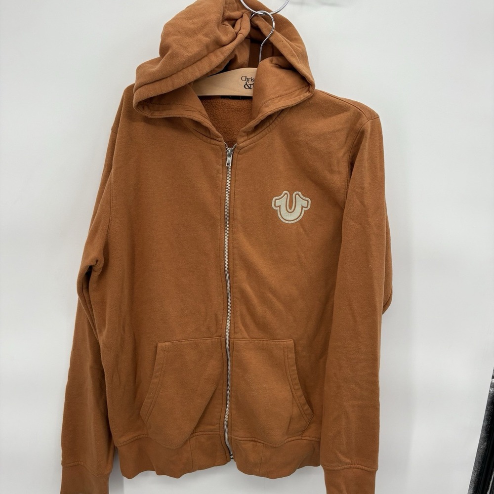 True Religion Buddha Logo Core Full Zip Hoodie Mens Large - Copper
